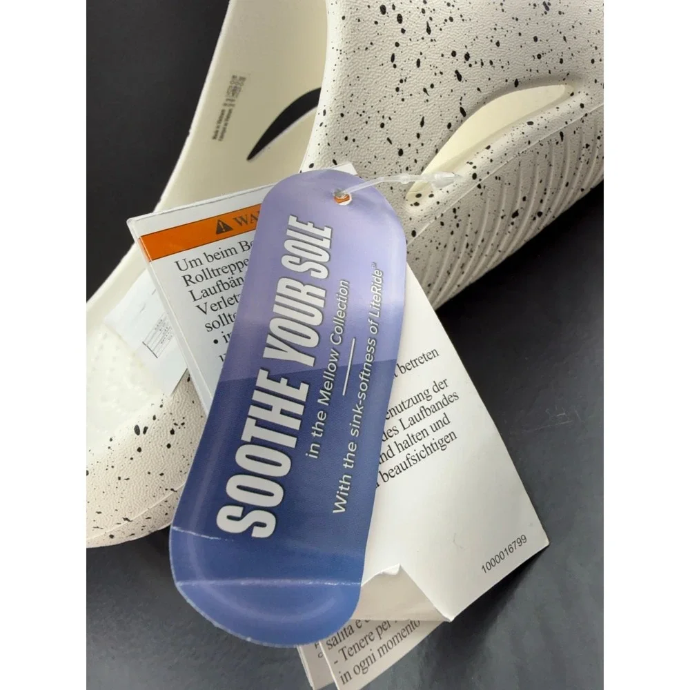 Crocs Mellow Recovery Speckle Slides Mens Size 7 White Slip On Comfort Sandals - Picture 10 of 12